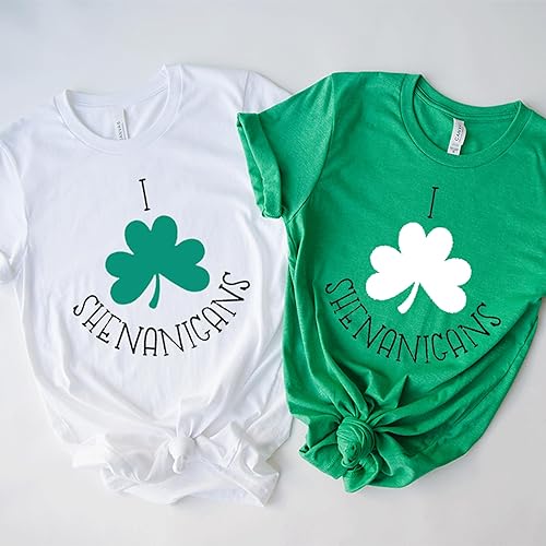 two st patrick's day shirts on a white background