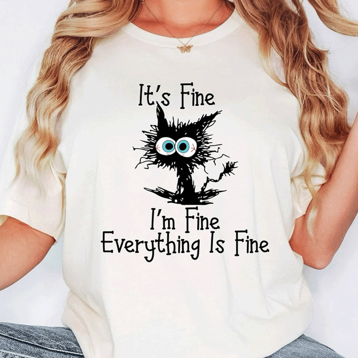 It's Fine I'm Fine Everything Is Fine Shirt, I'm Fine Shirt, Cat Shirt, Motivational Shirt, Positivity Shirt, Introvert Shirt, Mental Shirt